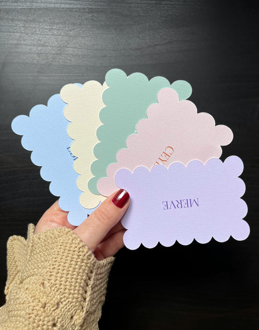 Dalgalı Dikdörtgen Özel Kesim İsim Kartı - 10 adet