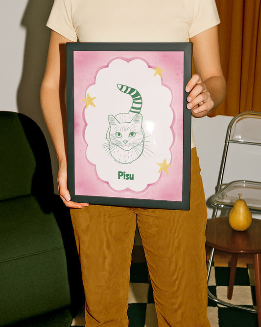 Yıldızlı Suluboya Stili Evcil Hayvan Posteri