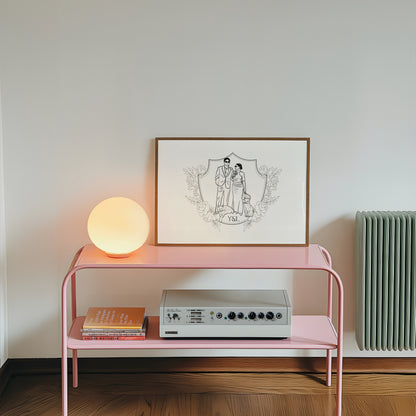 Kişiye özel line art old money stili çift posteri - crest model