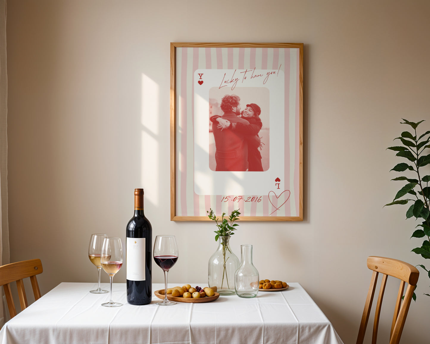 Kişiye özel fotoğraflı iskambil kağıdı çift posteri