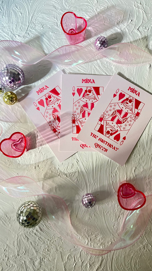 Birthday Queen iskambil temalı doğum günü masa kartı - 10 adet