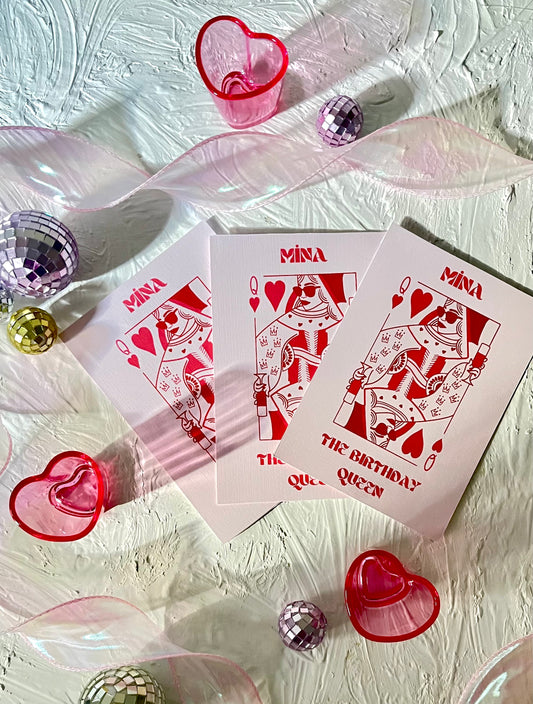 Birthday Queen iskambil temalı doğum günü masa kartı - 10 adet