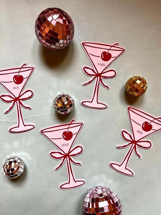 Özel Kesim Kadeh İsim Kartı - 10 adet