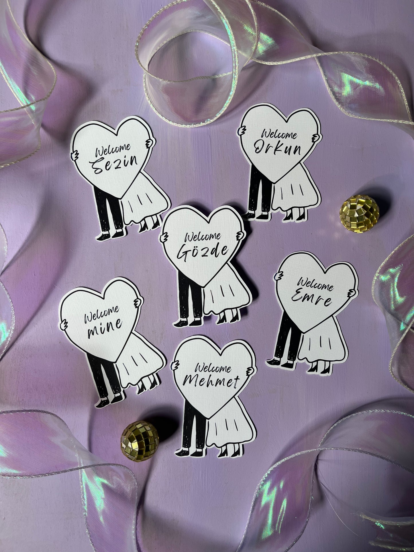 Özel Kesim Kalp İsim Kartı - 10 adet