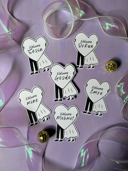 Özel Kesim Kalp İsim Kartı - 10 adet