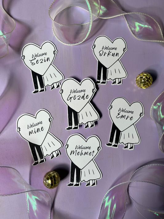 Özel Kesim Kalp İsim Kartı - 10 adet