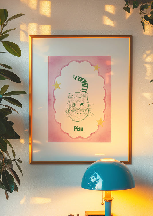 Yıldızlı Suluboya Stili Evcil Hayvan Posteri