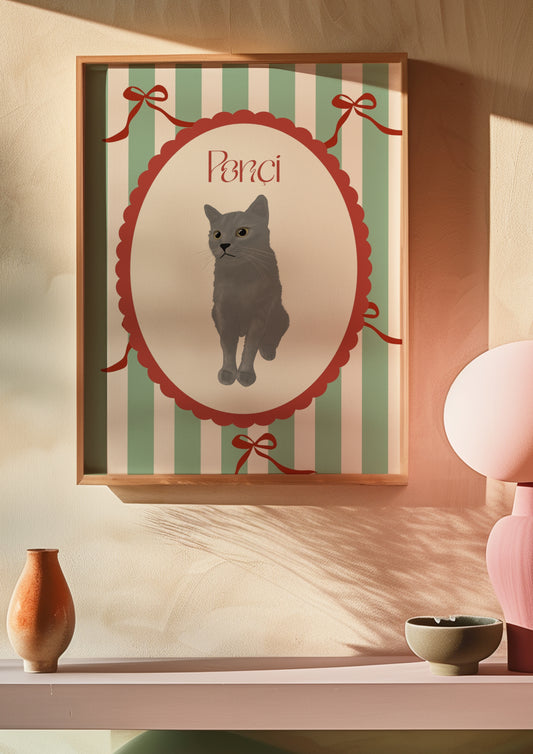 Kişiye Özel Evcil Hayvan Posteri - Fiyonk & Çizgili Model